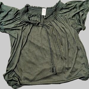 Women's Green Smocked Top